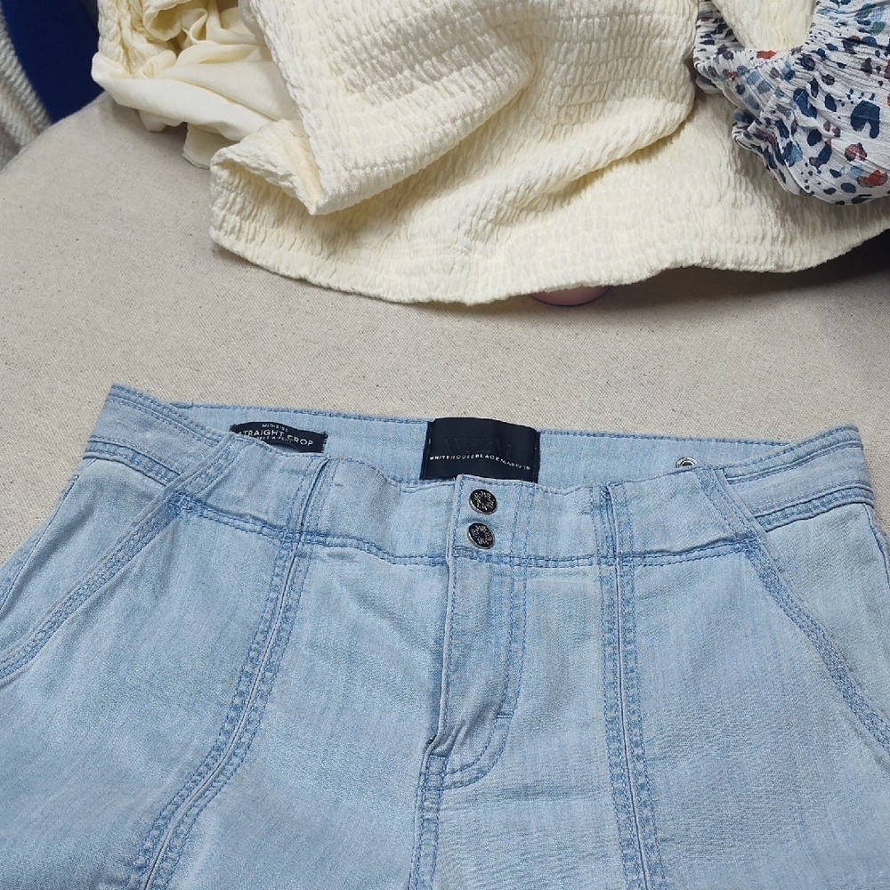 NWOT White House Black Market Pret A Pedi Light Blue Cropped Pants Sz 0S - Picture 6 of 6